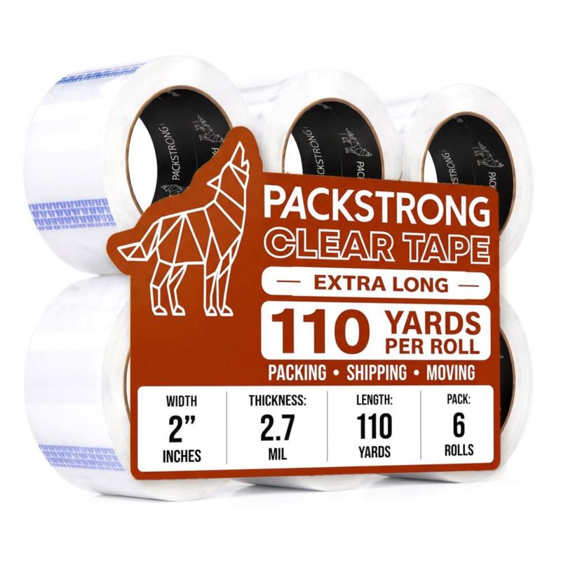 Cinta de embalaje PackStrong 6 rollos 5 cm 110 yd 27 mil