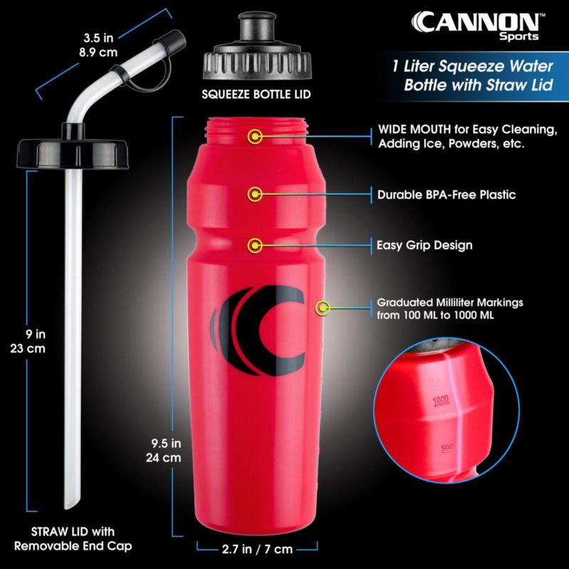 Botellas Cannon Sports 1 L (2 unidades) rojas libres de BPA