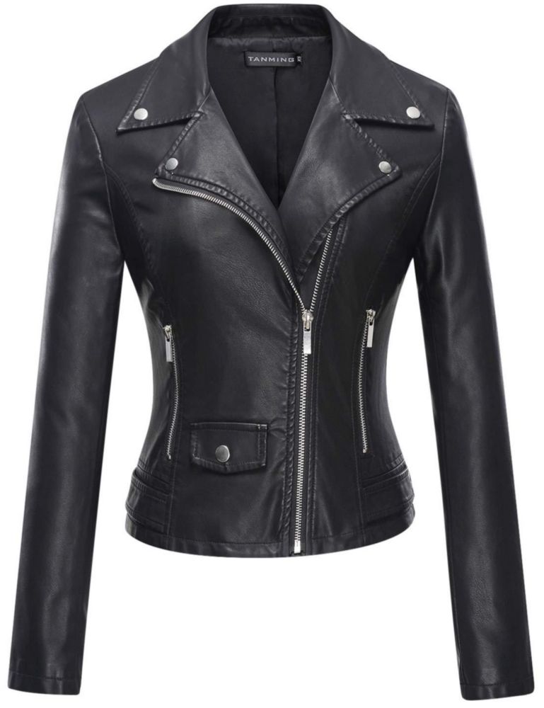 Chaqueta Moto de Cuero Sintético Tanming Negra Talla XXL
