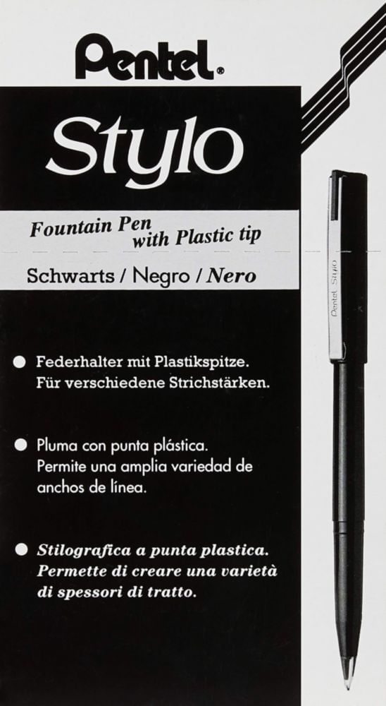 Bolígrafo de boceto Pentel negro caja de 12 (JM20-AE)