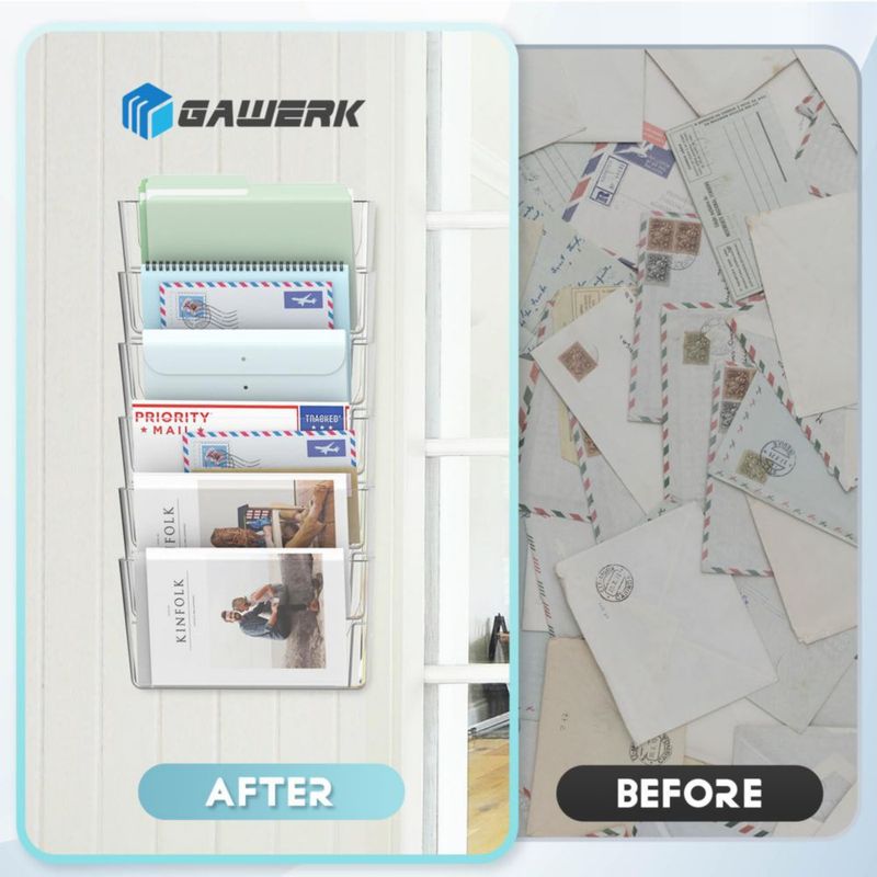 Organizador de archivos Gawerk Pack de 6 transparentes A4 35 × 21 cm para colgar en la pared
