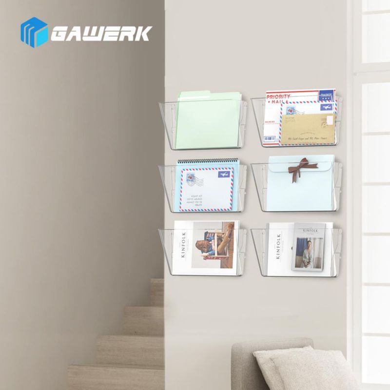 Organizador de archivos Gawerk Pack de 6 transparentes A4 35 × 21 cm para colgar en la pared