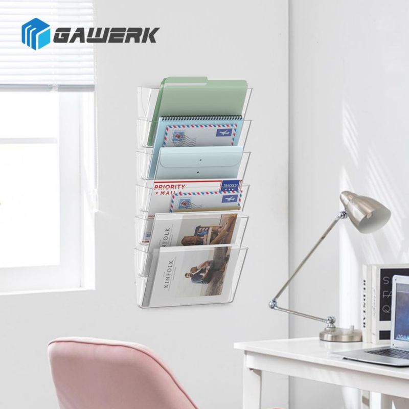 Organizador de archivos Gawerk Pack de 6 transparentes A4 35 × 21 cm para colgar en la pared