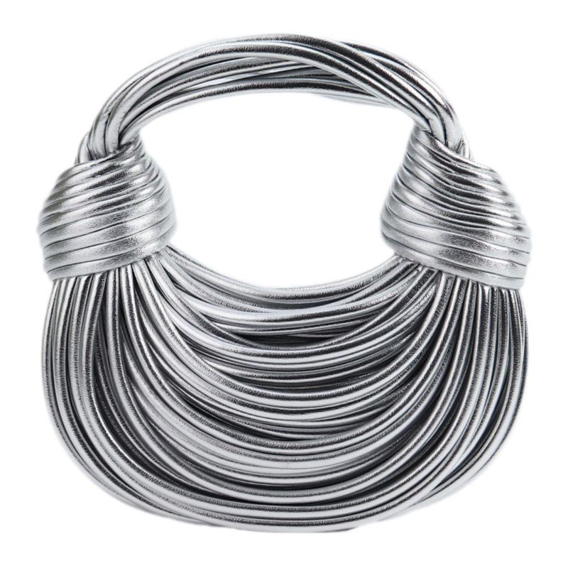 Bolso de mano Gimue plateado con nudos 26 cm × 10 cm × 28 cm
