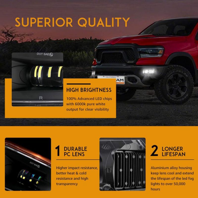 Luces de niebla Auxbeam para Ram 1500/2500/3500 36W IP67