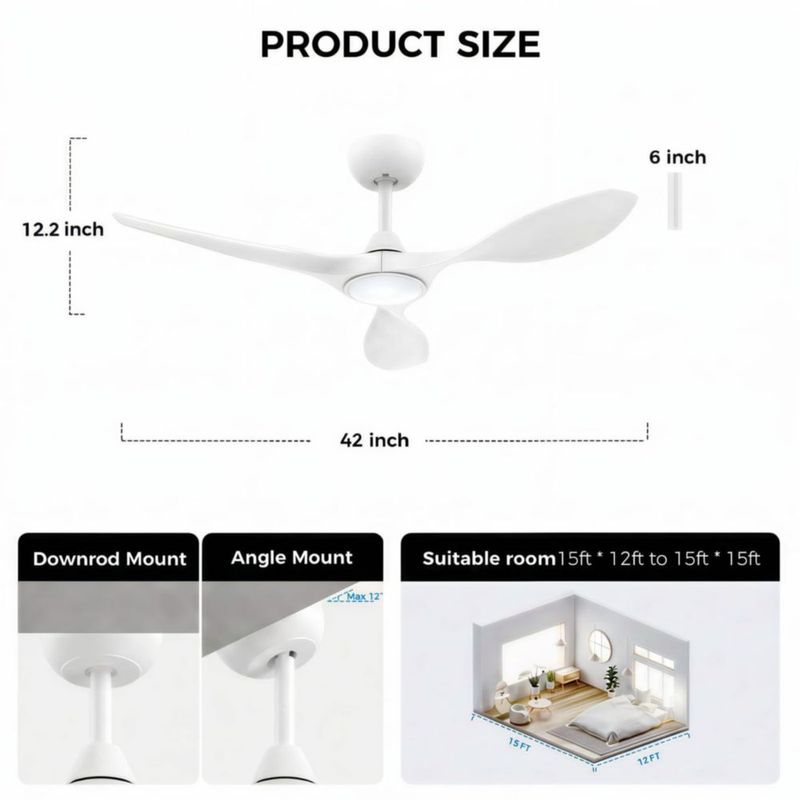 Ventilador de techo Roomratv 42" con luz y control remoto