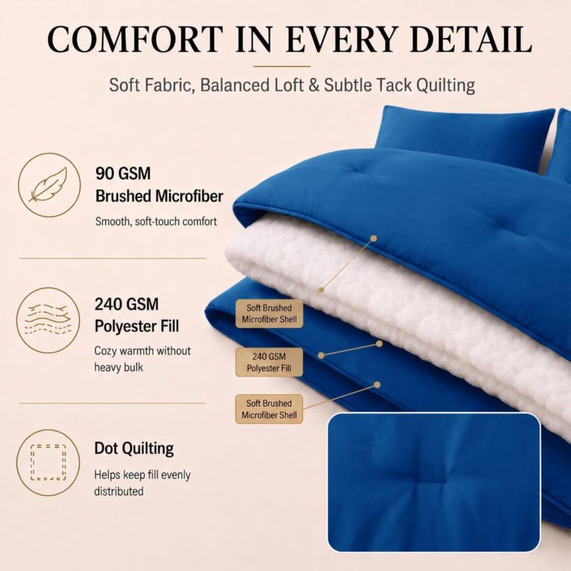 Juego de edredón CozyLux Queen 7 piezas azul microfibra
