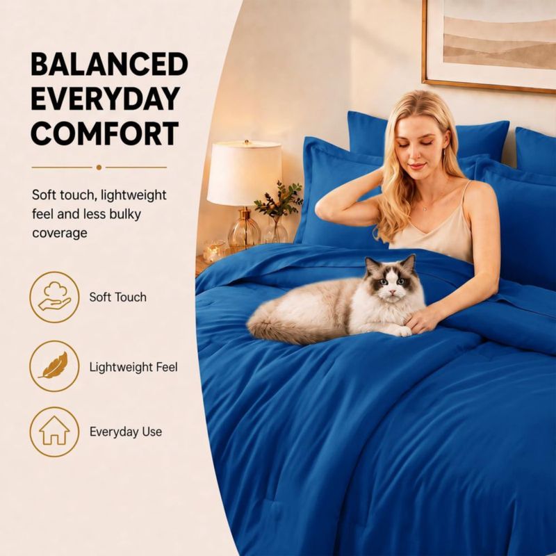 Juego de edredón CozyLux Queen 7 piezas azul microfibra