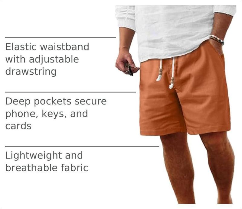 Shorts de algodón y lino naranja XXL – Comdecevis