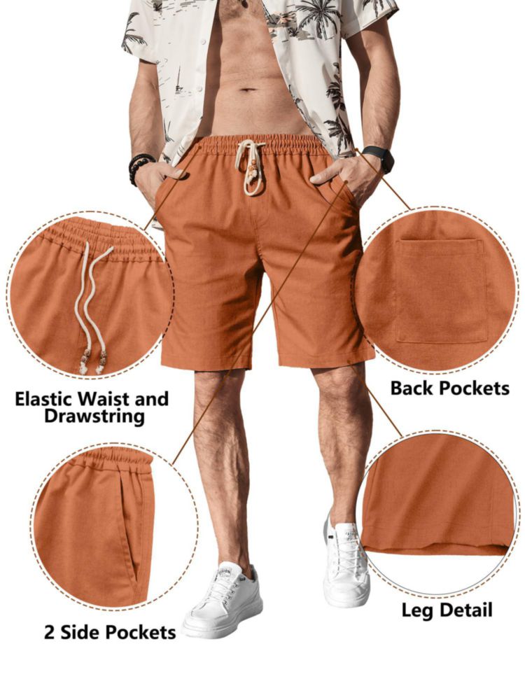 Shorts de algodón y lino naranja XXL – Comdecevis