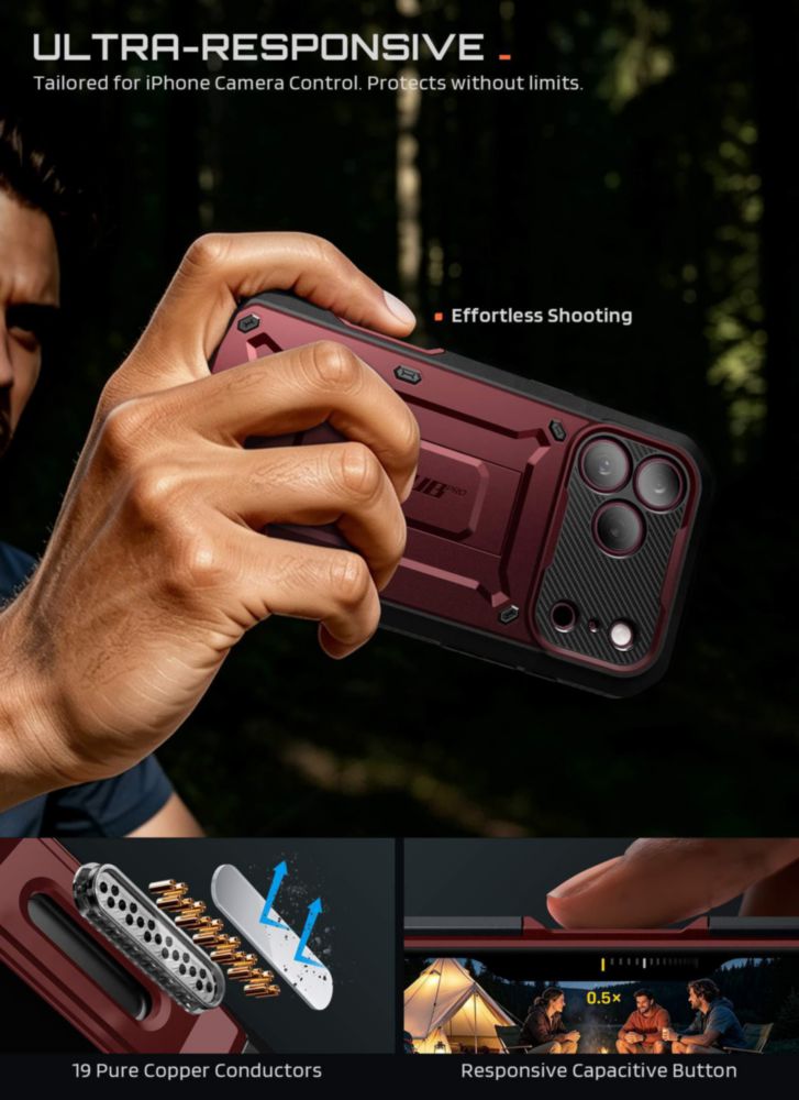 Funda SUPCASE para iPhone 18/17 Pro Max – Burdeos
