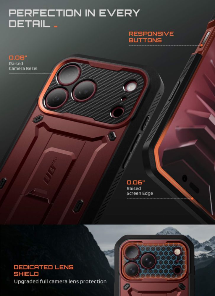 Funda SUPCASE para iPhone 18/17 Pro Max – Burdeos