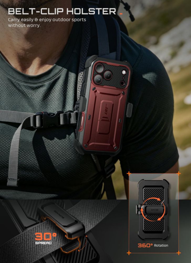 Funda SUPCASE para iPhone 18/17 Pro Max – Burdeos