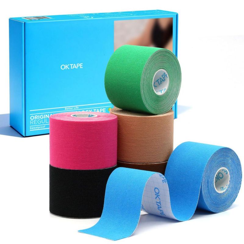 Cinta de Kinesiotaping OK TAPE - Pack de 6 (5 cm × 5 m) sin látex