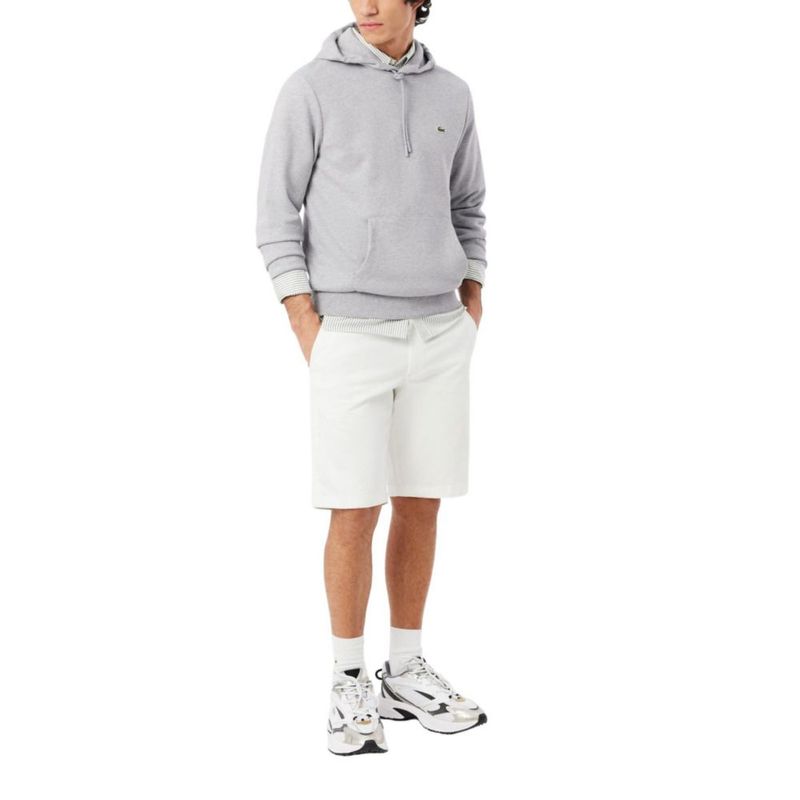 Sudadera con capucha Lacoste talla grande color plata chino de algodón felpa