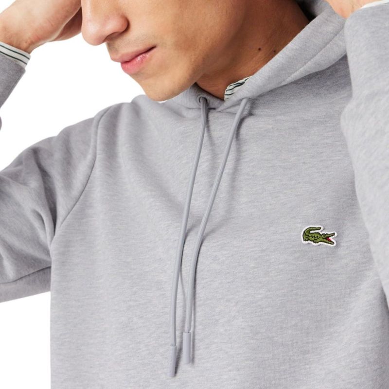 Sudadera con capucha Lacoste talla grande color plata chino de algodón felpa