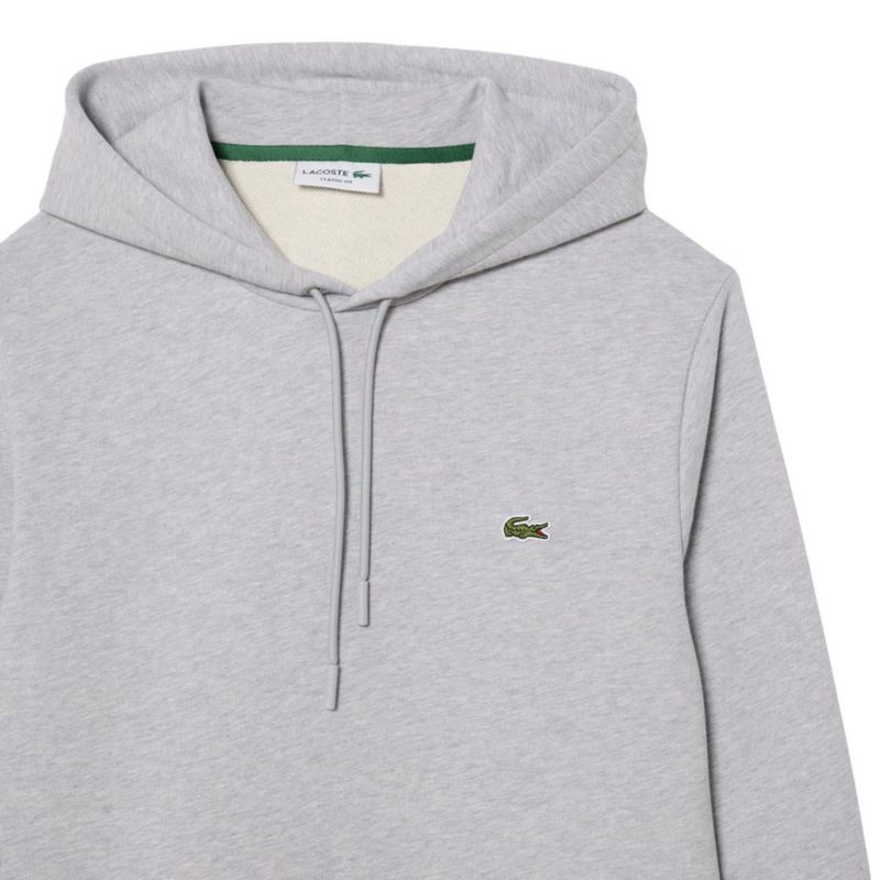 Sudadera con capucha Lacoste talla grande color plata chino de algodón felpa