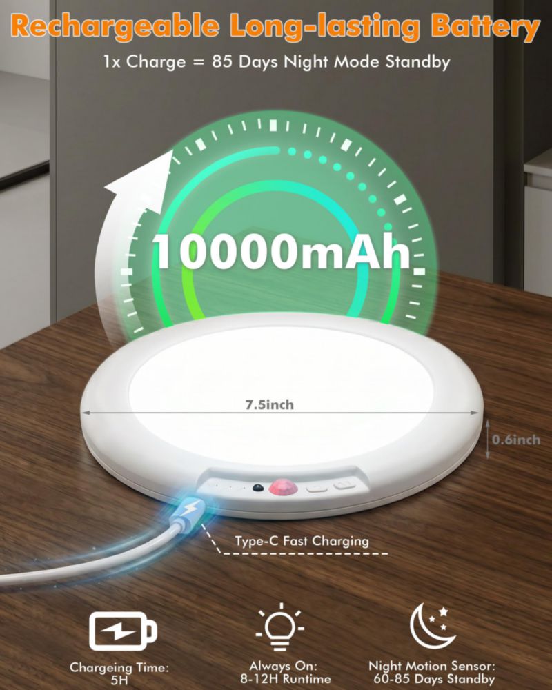 Luz de techo wemidels – paquete de 8 unidades recargable con sensor de movimiento