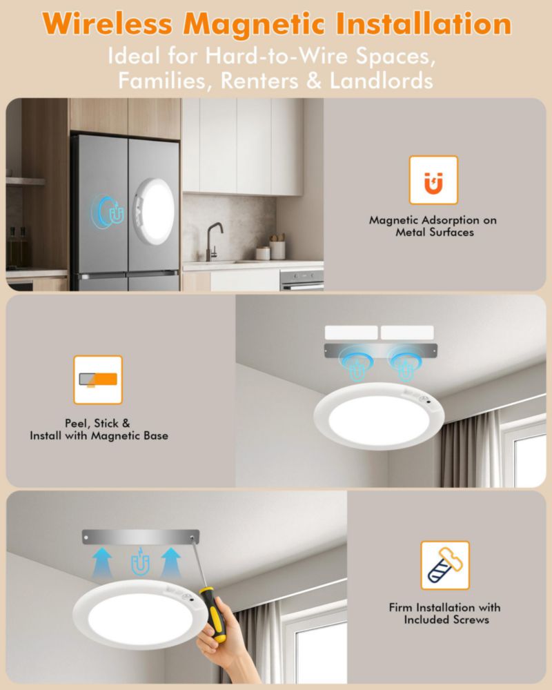Luz de techo wemidels – paquete de 8 unidades recargable con sensor de movimiento