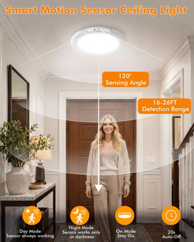 Luz de techo wemidels – paquete de 8 unidades recargable con sensor de movimiento