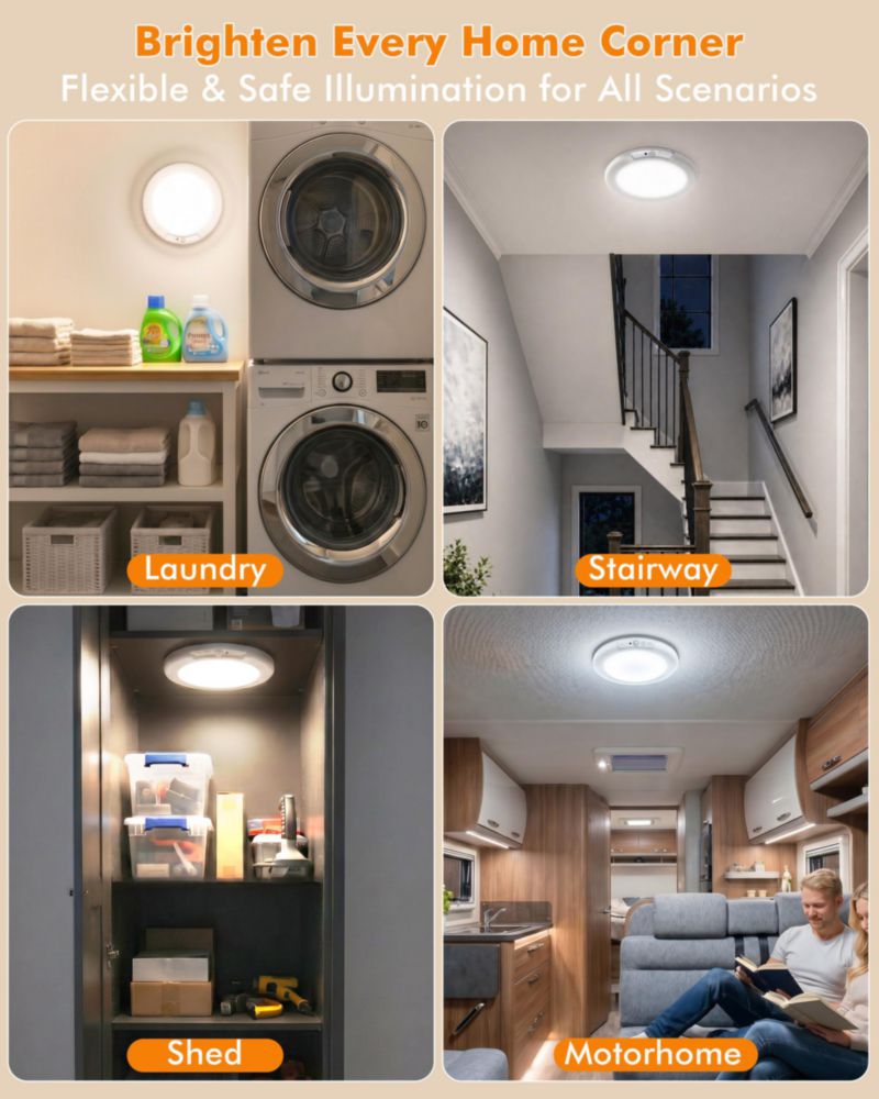 Luz de techo wemidels – paquete de 8 unidades recargable con sensor de movimiento