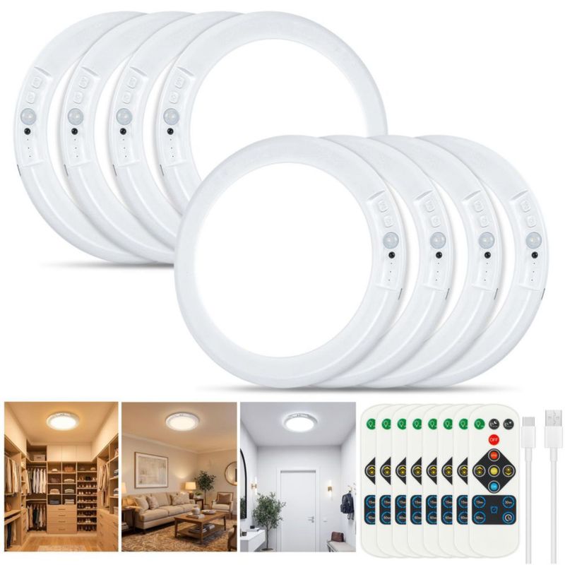 Luz de techo wemidels – paquete de 8 unidades recargable con sensor de movimiento