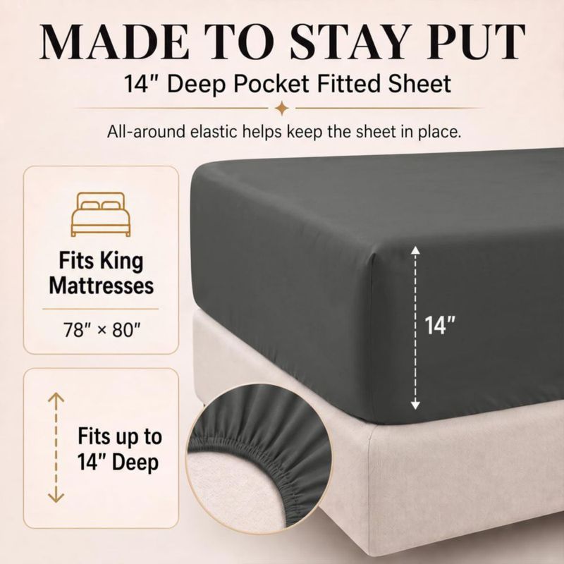 Juego de cama CozyLux King 7 piezas Gris Oscuro de microfibra