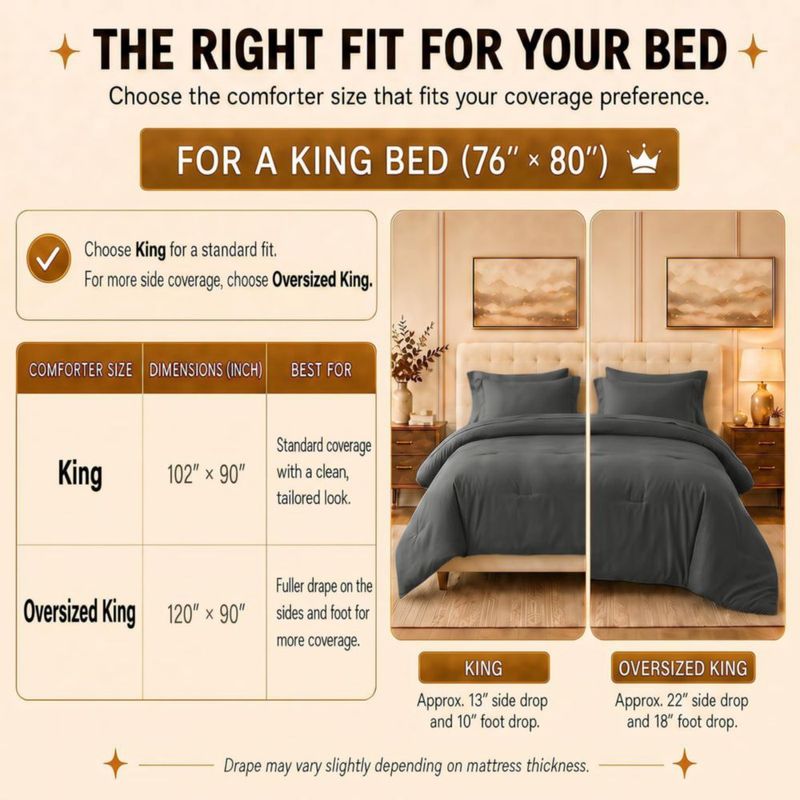 Juego de cama CozyLux King 7 piezas Gris Oscuro de microfibra