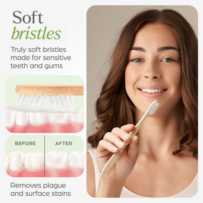 Cepillo de dientes VIVAGO 10 unidades cerdas suaves de bambú