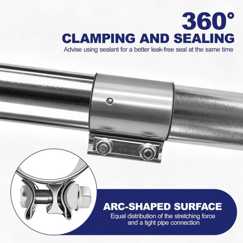Abrazadera de escape SKYMIRO 76 cm (3") de acero inoxidable