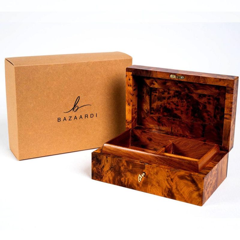 Caja de Recuerdos BAZAARDI de Madera de Thuya Mediana con Cerradura