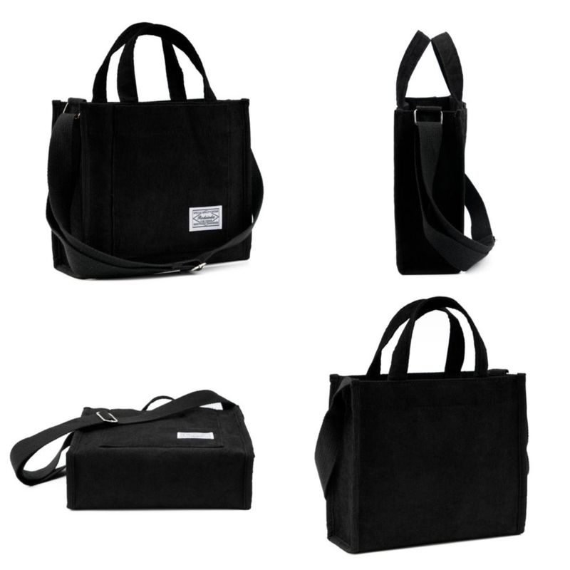 Bolso REDSINDA 25x12x20 cm de pana negro bandolera