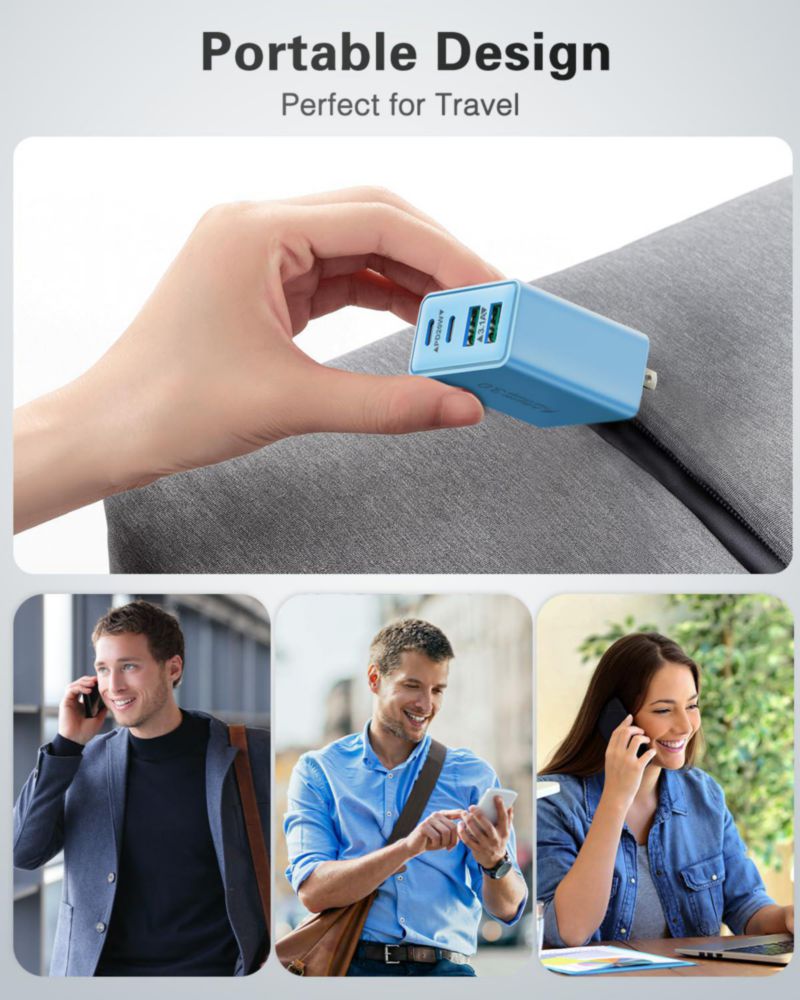 Bloque de cargador USB C 40 W 4 puertos adaptador de corriente dual PD+QC paquete de 2