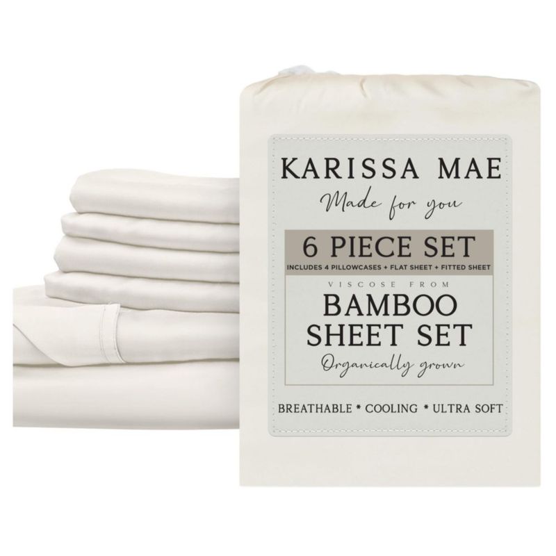 Juego de sábanas KARISSA MAE Cal King 6 piezas de bambú viscosa