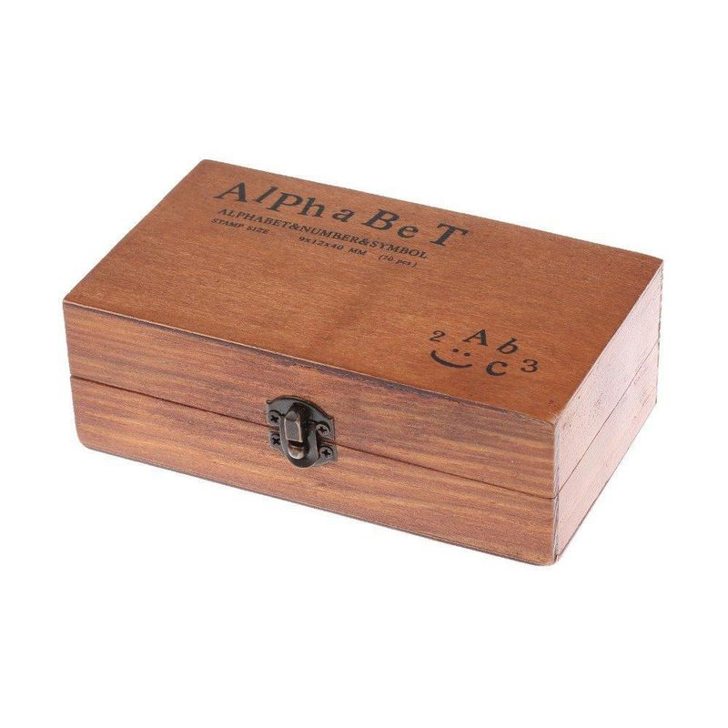 Set de 70 sellos alfabéticos Warmtree con letras de madera