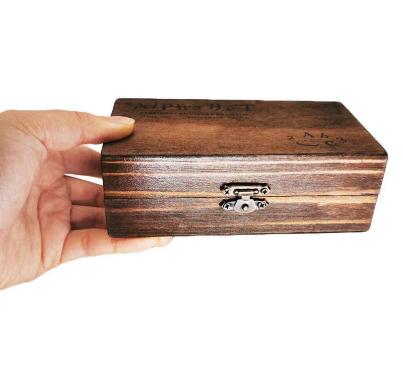 Set de 70 sellos alfabéticos Warmtree con letras de madera