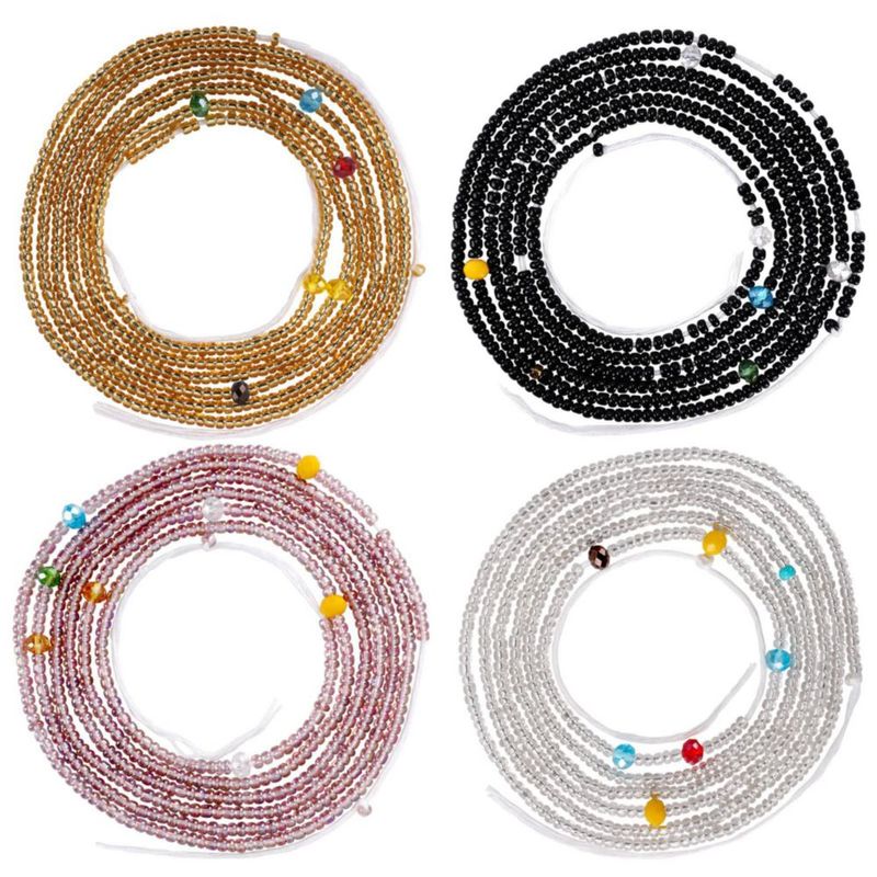 Cuentas de cintura Teniinet 127 cm – Pack de 4 hechas a mano estilo africano