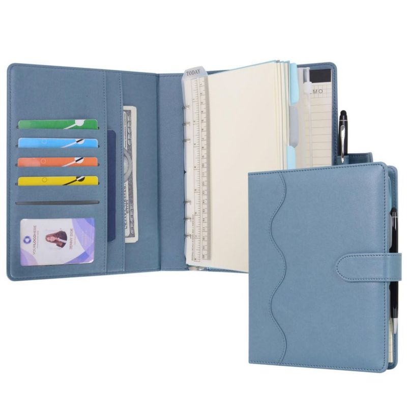 Diario WASON A5 de Cuero PU Recargable Mist Azul