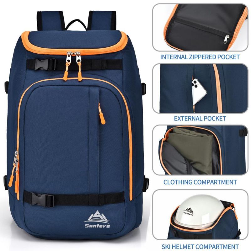 Mochila para botas de esquí FeedMoo 50L azul oscuro impermeable