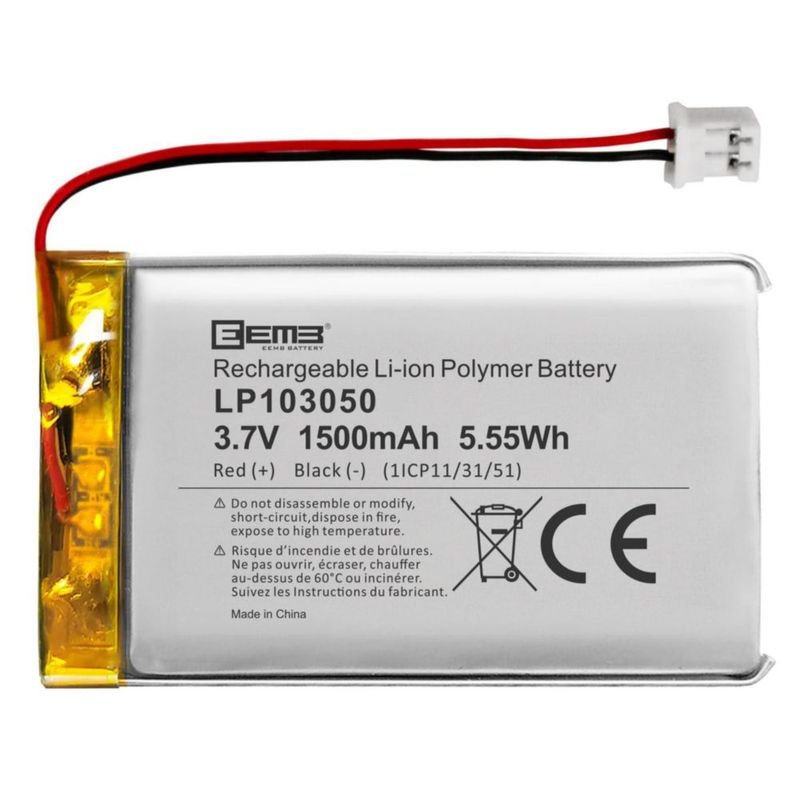 Batería LiPo EEMB 3.7 V 1500 mAh JST 2.0 mm – 1 unidad
