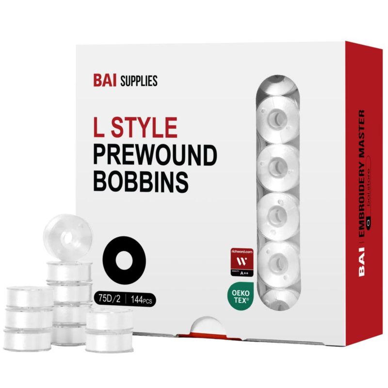 Bobinas de bordado BAI Tipo L 144 uds 75D/2 blanco