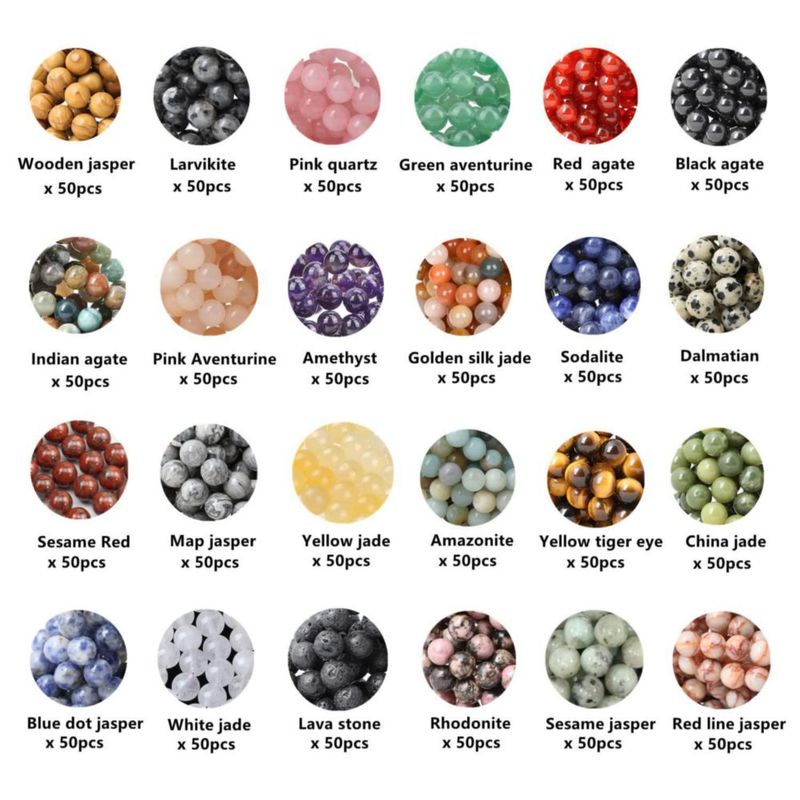 Cuentas de piedras semipreciosas GangGangHao 6 mm 1200 piezas 24 colores