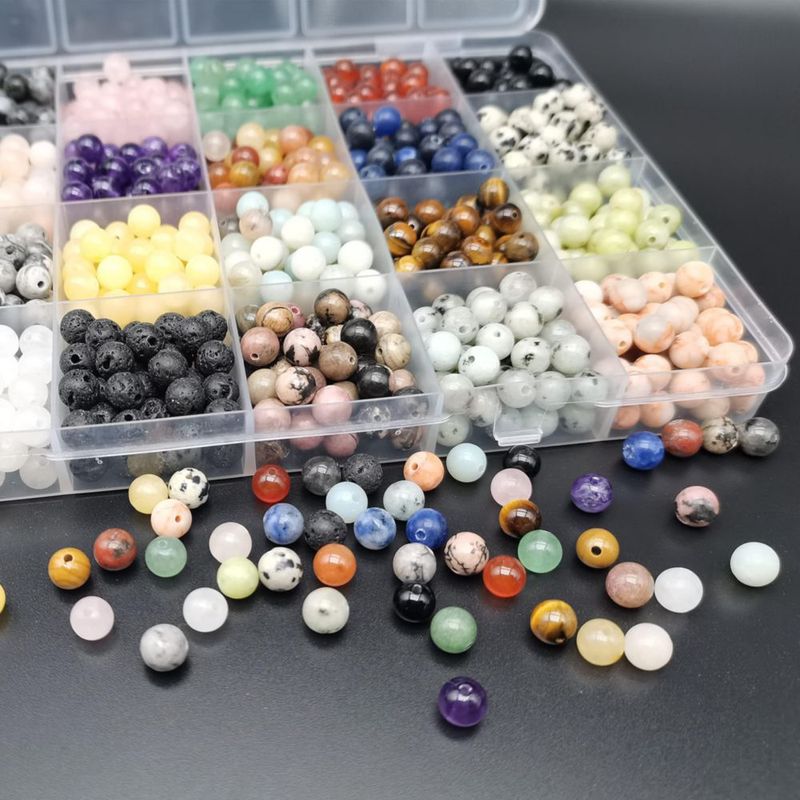 Cuentas de piedras semipreciosas GangGangHao 6 mm 1200 piezas 24 colores