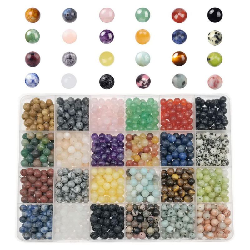Cuentas de piedras semipreciosas GangGangHao 6 mm 1200 piezas 24 colores