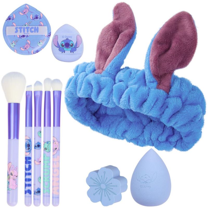 Set de brochas y esponjas de maquillaje Get Trend Disney Stitch azul