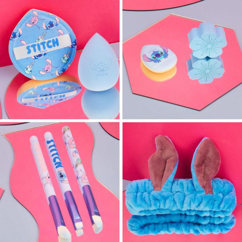 Set de brochas y esponjas de maquillaje Get Trend Disney Stitch azul