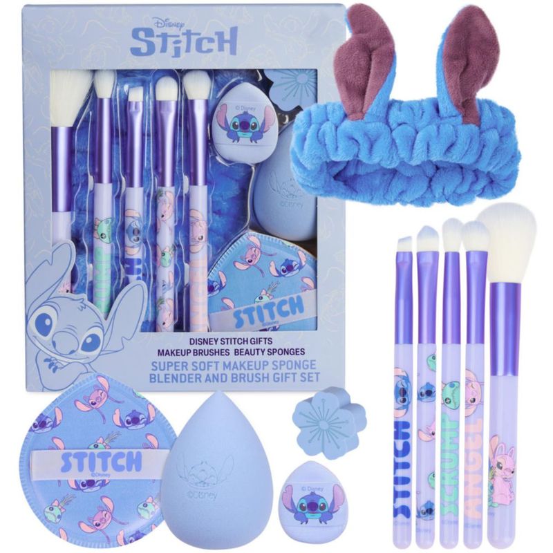 Set de brochas y esponjas de maquillaje Get Trend Disney Stitch azul