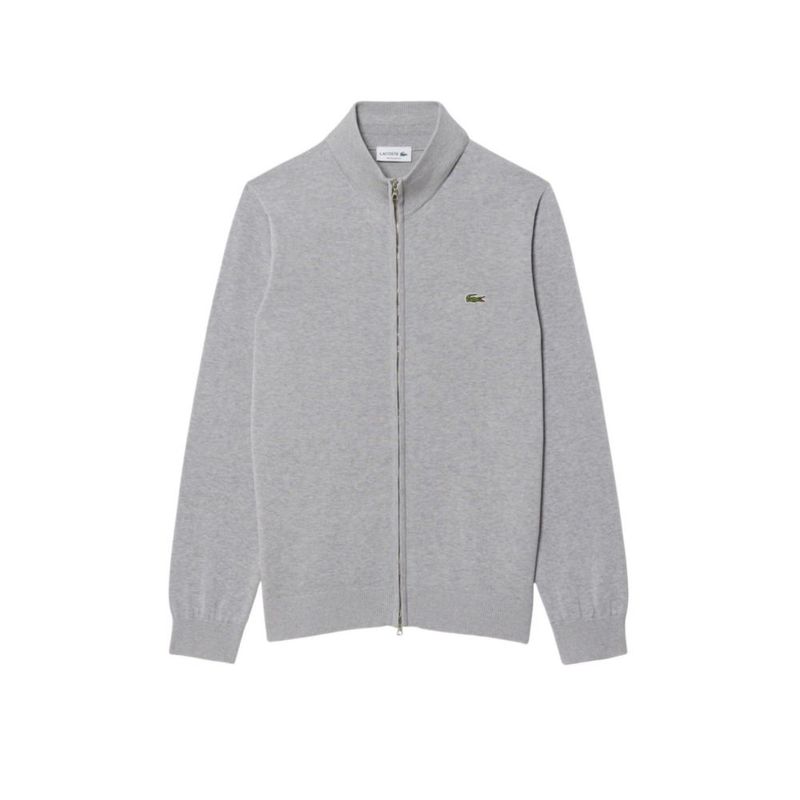 Suéter Lacoste con Cremallera y Cuello Alto de Algodón – Talla Grande