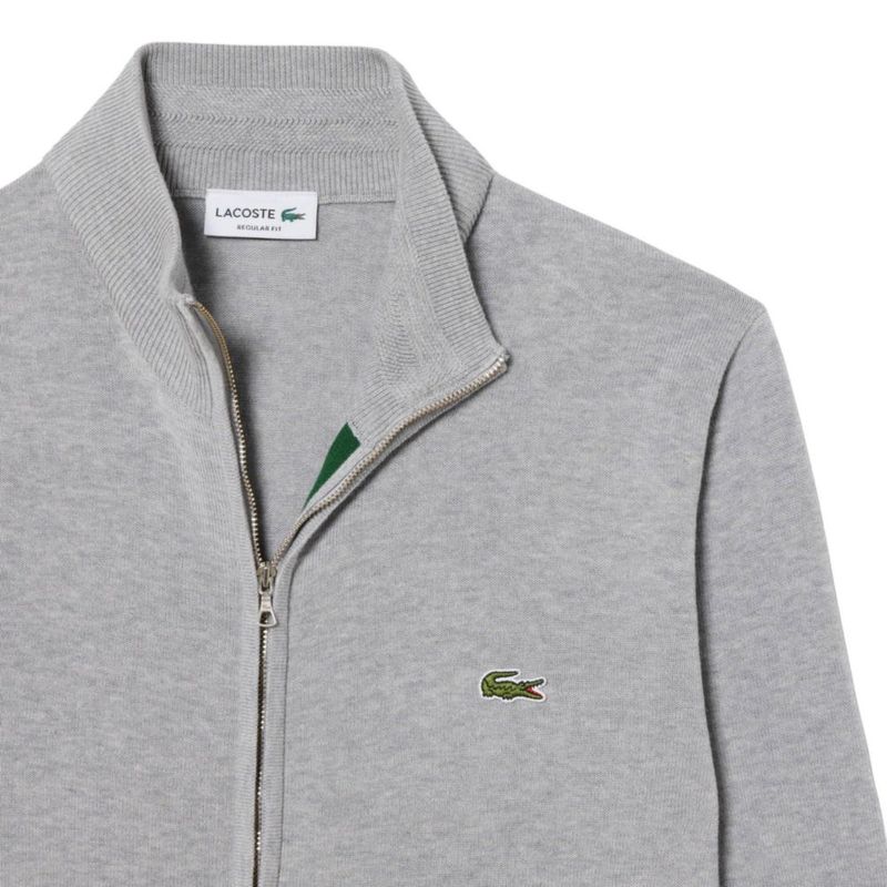 Suéter Lacoste con Cremallera y Cuello Alto de Algodón – Talla Grande