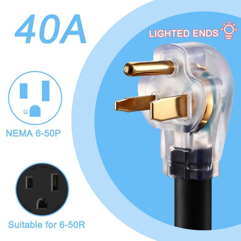 CABLE DE EXTENSIÓN Suplevel 12 m 8 AWG NEMA 6‑50 para Soldadura